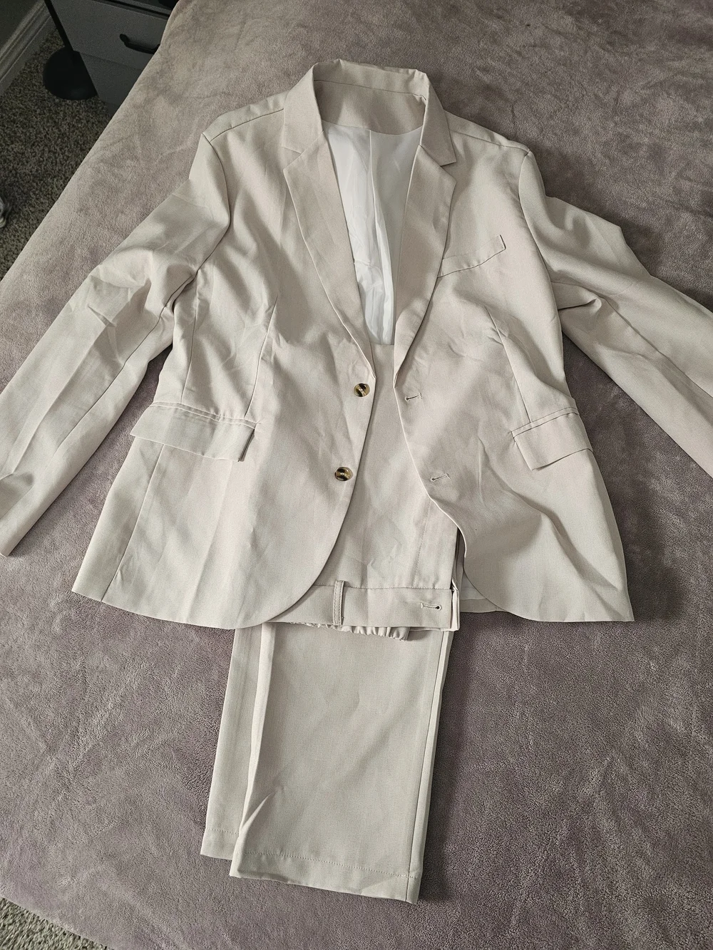 SHEIN Light Cream Two-Piece Suit Blazer and Trousers